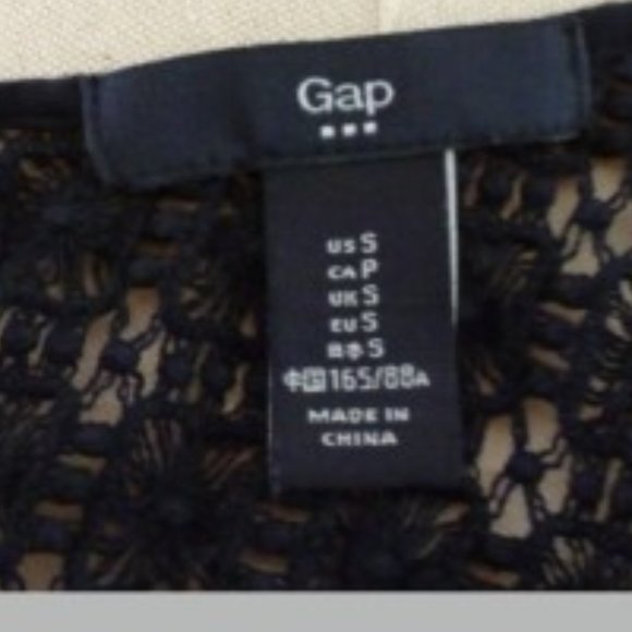 Gap S Navy Sleeveless Top with Lace Yoke - Picture 4 of 4